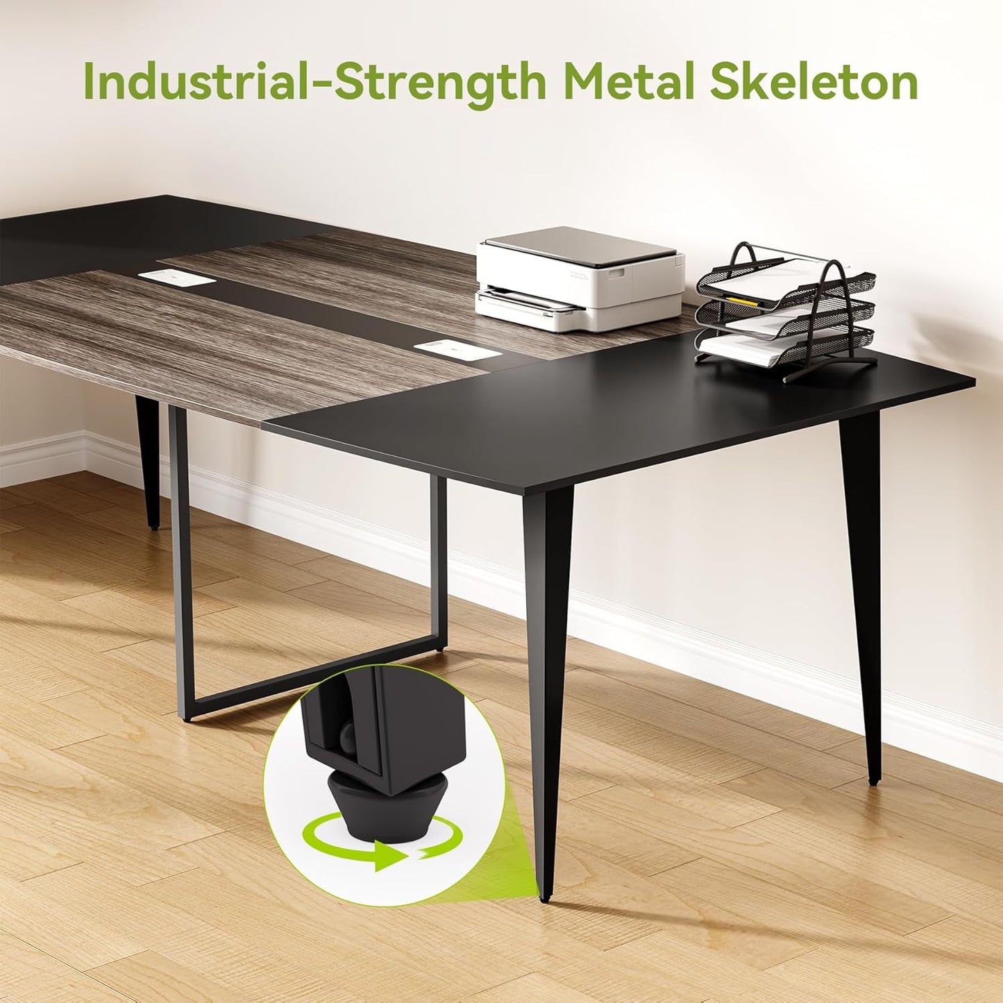 LITTLE TREE 6 FT Conference Room Table, 70.86L x 35.43W x 29.52H Inches Boat Shaped Meeting Seminar Boardroom Table