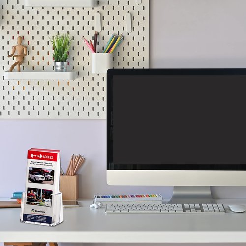 Clear-Ad - Acrylic Trifold Brochure Holder - Rack Card Display - Pamphlet Stand - LHF-S100 (Pack of 10)