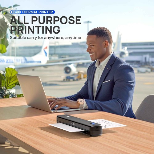 POLONO Portable Printer Wireless for Travel, D810 Bluetooth Thermal Printer Support for 8.5"x11" US Letter, Inkless Compatible with iOS, Android, Laptop for Office, Car and Home with Carry Case, Black