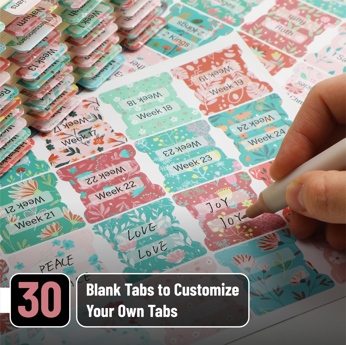 Mr. Pen- Bible Tabs, 120 pcs, Floral Design, Laminated Tabs for Women
