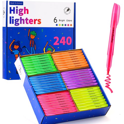 Btanadi Highlighters Assorted Colors, 240 Pack Highlighters Bulk : No Bleed & Dry-Quickly, Highlighter Set : Chisel Tip & 6 Bright Colors, Highlighter Markers for school | college | office supplies