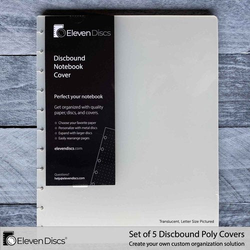 Eleven Discs Classic Size Translucent/Clear Discbound Notebook Poly Covers, Compatible with Circa Midway & Classic Happy Planner (Set of 5)