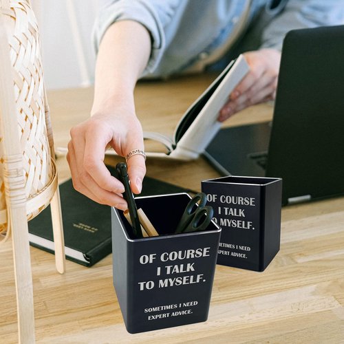 Vowcarol Engineer Gift Funny Pen Pencil Holder Metal Pen Cup Desk Decor- Black