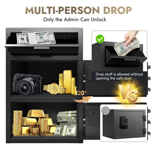 Drop Safe for Business - Heavy Duty 6.95 Cu Ft Depository Safe Box with Drop Slot Money Safes Digital Combination Anti-Fishing Deposit Safes for Home Office Hotel Cash Slips Expense