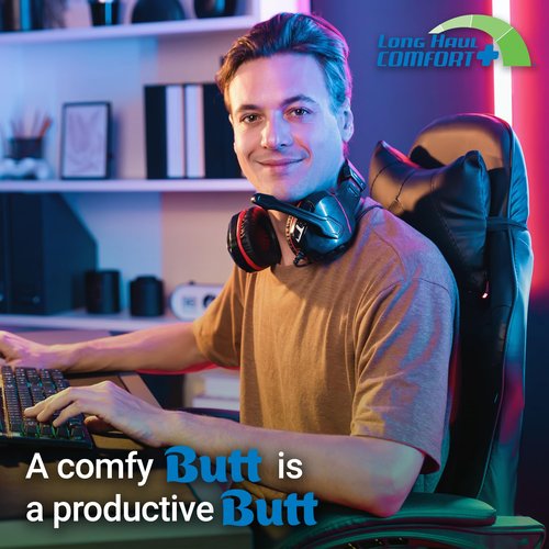 Extra Thick Gel Seat Cushion for Long Sitting Pressure Relief - Big Blue Butt Pad for Chair - Ergonomic for Tailbone, Backpain, Hip & Sciatica Support