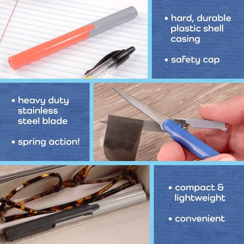 BambooMN Penblade Pen-Style Portable Travel Scissors Bulk Pack - Sage - 30 Pairs