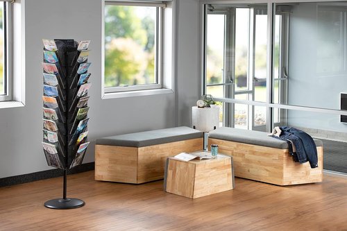 Safco Onyx Magazine Holder - Rotating Mesh Display Rack with 30 Pockets, Black Steel Construction