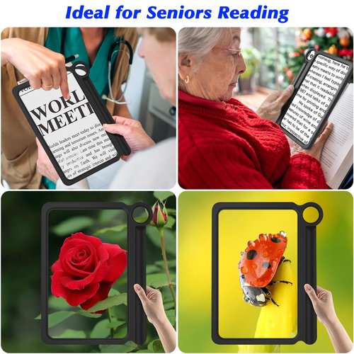 30X 6X Magnifying Glass, Large Handheld Magnifier Glasses for Reading, Magnifier Sheet Provide Full Book Page Viewing Area, Lightweight Magnifiers for Reading Small Prints and Low Vision Seniors