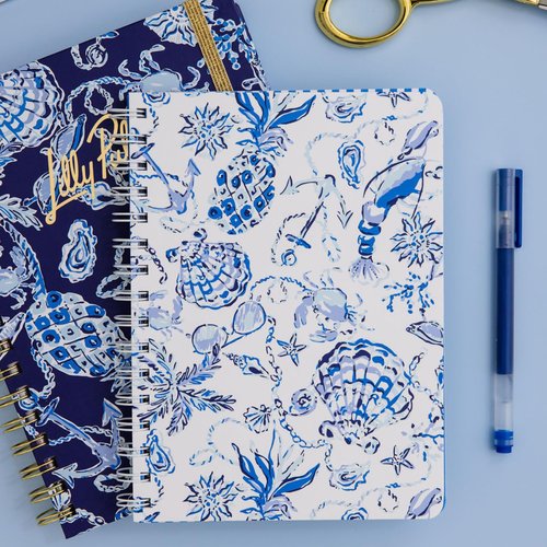 Lilly Pulitzer Large Monthly Planner August 2025 - December 2026, Monthly Agenda & Calendar, Stickers, Pockets, & Spiral Binding (Resort White Barefoot Beachcomber)