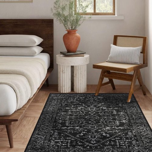 QQpony Chair Mat for Hard Floors, 48" x 60" Office Chair Mat for Hardwood Floor, Area Rug for Living Room, Protector Floor Desk Rug for Home Office (Black)