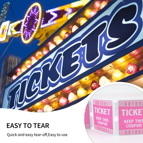 L LIKED Raffle Tickets Double Roll 2000 Tickets Consecutively Numbered 50/50 Raffle Tickets for Event Party Prize Drawing Perforated Stubs (Easy Read Pink)