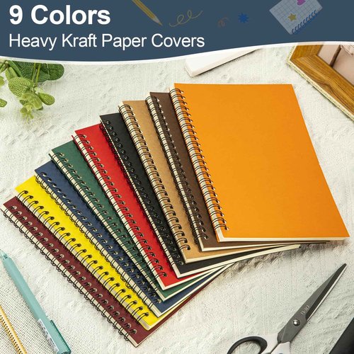 Yihurlm Spiral Notebook Bulk,54 Pcs A5 Notebook,8.3 x 5.5 Inch Spiral Notebooks,College Ruled Spiral Journal Notebook for Office Business School Gifts Supplies,100 Pages/50 Sheets, 9 Colors