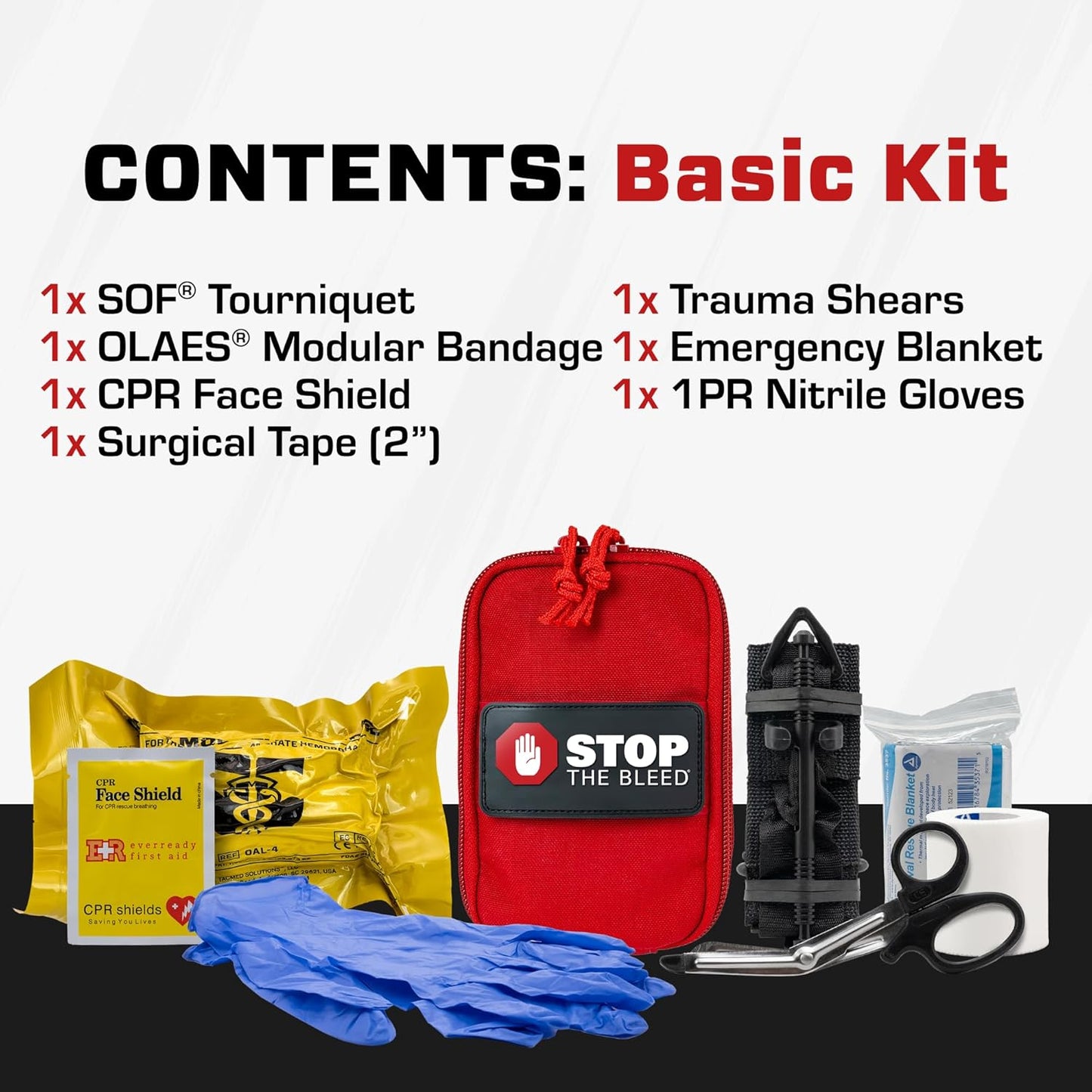 TacMed Solutions Stop The Bleed Kit - Essential Hemorrhage Control with Tourniquet & Bandage, Red Nylon Pouch