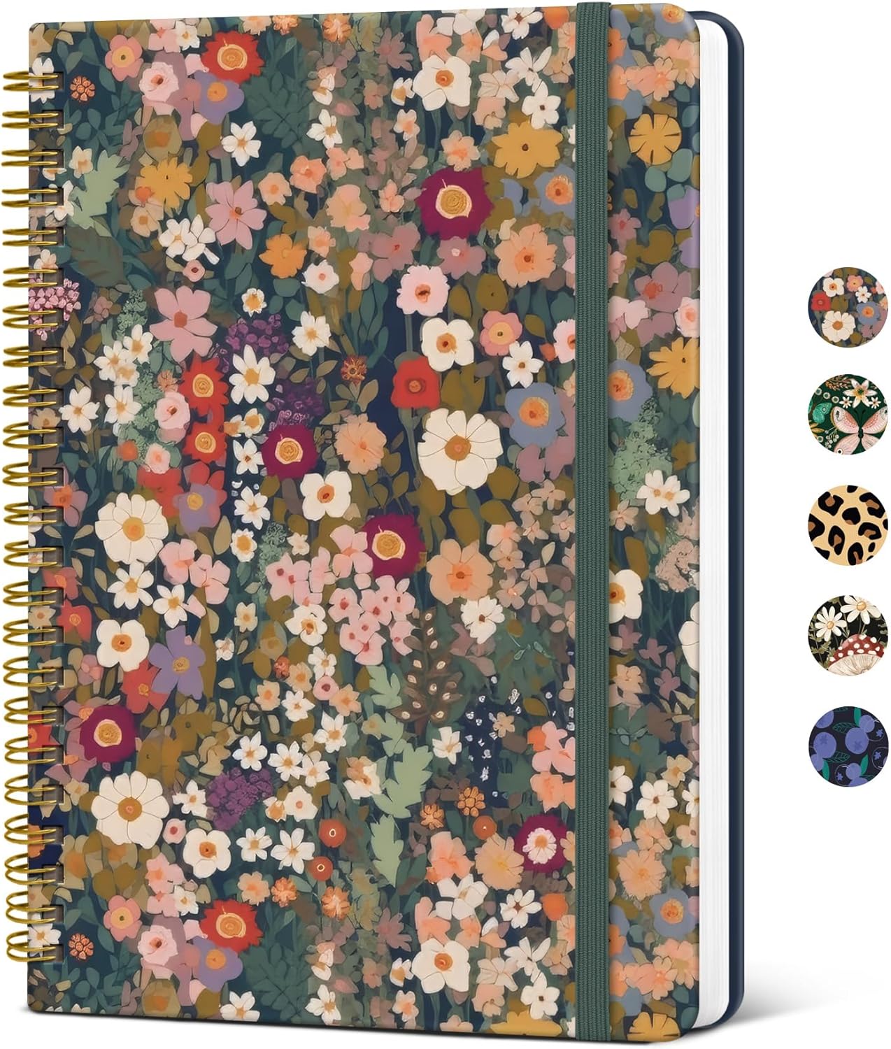 Taja Lined Spiral Journal - A5 Cute Hardcover Notebook for Women | 140 Pages, Flower Garden Design
