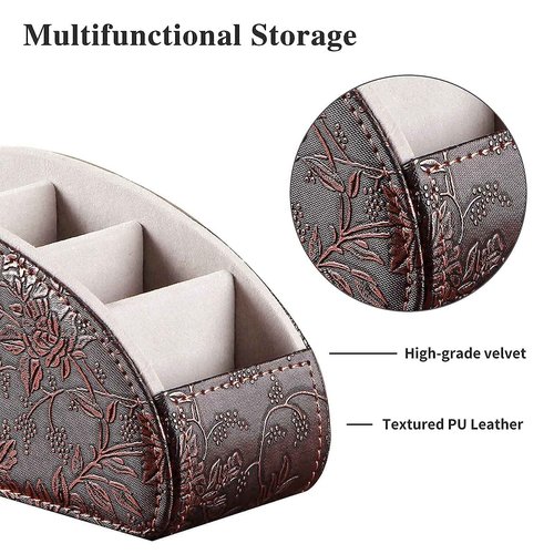 YAPISHI 1x Swivel Desk Organizer Caddy + 1x Remote Control Holder, Leatherette