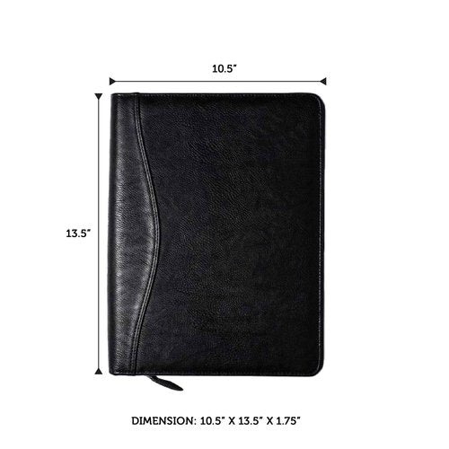 Planner Pad 7 Ring Loose Leaf Executive Size Cover, Fits 8 1/2” x 11” Size Planner Pages, Black Faux Leather