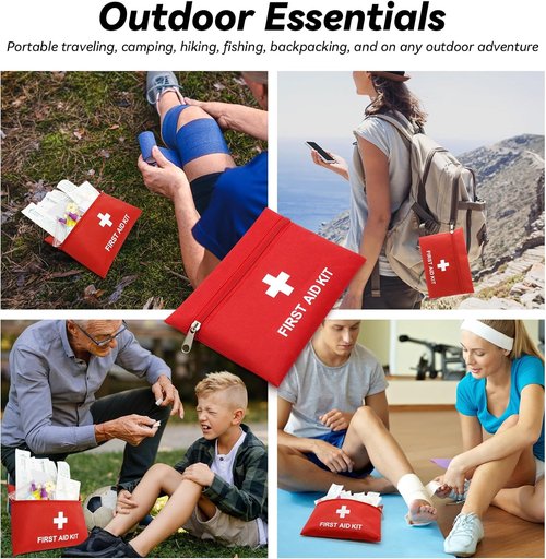 Faylapa Mini Travel First Aid Kit Pouch - 6Pcs Empty Bags for Home, Office, Car & Camping - Blue