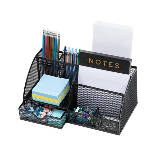 Mind Reader Desktop Organizer, File Storage, Accessory Storage, Workspace, Office, Metal Mesh, 11" L x 5.5" W x 5.25" H, Black