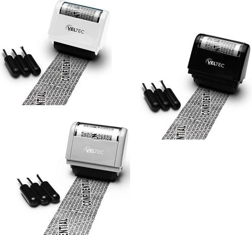 3 Roller Stamps (Black, Grey and White) Each with 3 Pack Refills