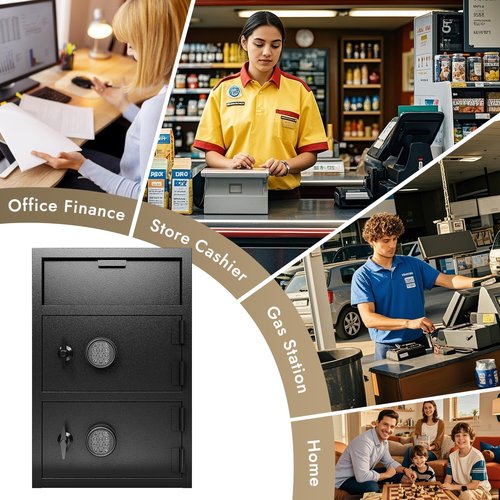 Drop Safe for Business - Heavy Duty 6.95 Cu Ft Depository Safe Box with Drop Slot Money Safes Digital Combination Anti-Fishing Deposit Safes for Home Office Hotel Cash Slips Expense