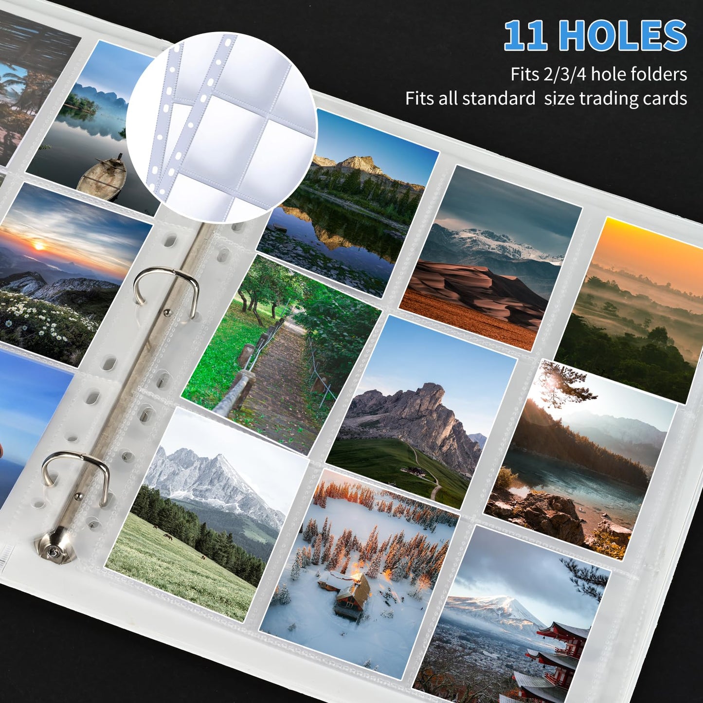 200 Pack 9 Pocket Trading Card Binder Pages, Holds 3600 Cards, Thickened Binder Sleeves, 3 Ring 9 Pocket Sheets for Sports Cards, Coupons Cards