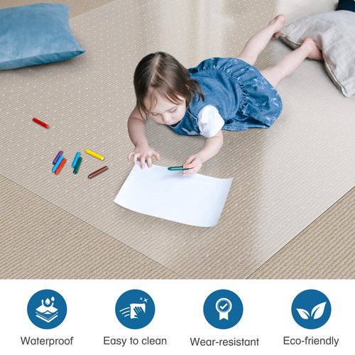 FUNMAT Chair Mat for Carpet, 46" x 60" Desk Chair Mat for Carpeted Floors, Non-Slip Office Vinyl Mat for Carpet with Studded, Easy Glide Heavy Duty Floor Protector Mat for Home Office, Clear