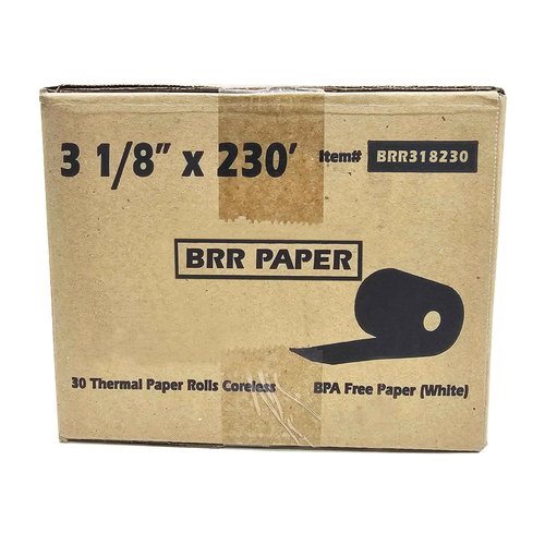 (30 Coreless Rolls - 50 GSM) 3 1/8 x 230 Thermal Paper Receipt Rolls fits all Clover POS Cash Register Printers for TSP500 TSP600 TSP 700 TSP2000 CT S300 from BuyRegisterRolls