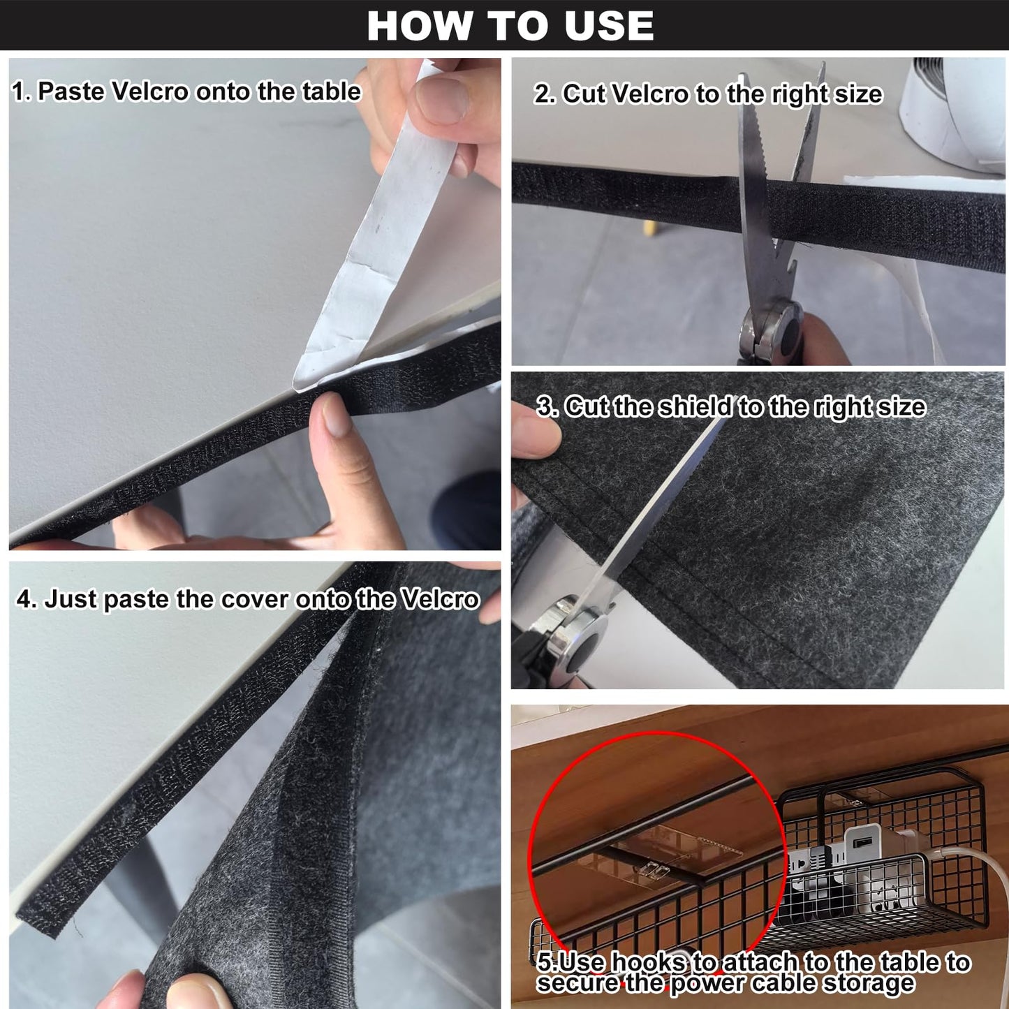 KUMETENESS Under Desk Privacy Panel & Cable Management, Desk Cover Skirt & Modesty Panel, Self-Gripping Straps for Office & Home, 15.75x60 Inch (Widenable to 25.59x60 Inch)