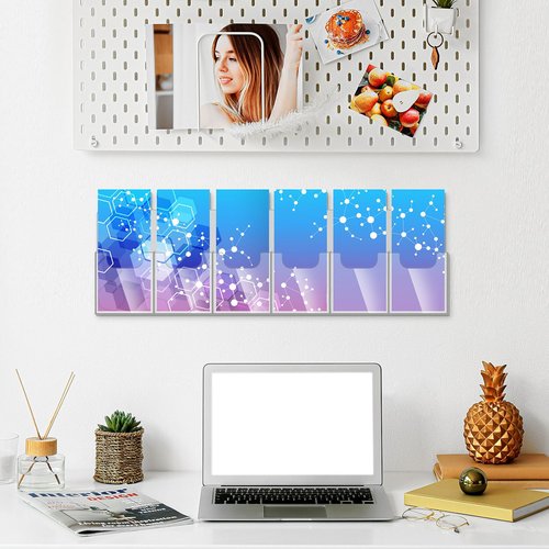 Sherr 2 Pcs Acrylic Brochure Holder Wall Mount, 4 x 9 Inches Clear Hanging Flyer Display Holder Plastic Pamphlet Stand with Nails for Magazine, Booklet, Card, Bookmark Display, 26.7 x 7.8 Inch