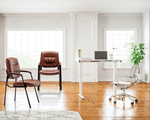 BTEXPERT Brown Leather Office Executive Waiting Room Guest Reception Side Conference Chair, BB5046BR