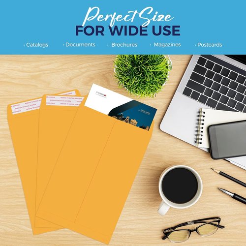 ACSTEP Manilla Envelopes - 100 Pack Self-Seal Brown Kraft Catalog Envelopes | 6 x 9 Inches