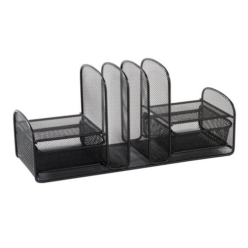 Safco 3263BL Onyx Mesh Desk Organizer with Three Vertical Sections, Two Baskets, Home, Office & Classroom Organization Black, 7.8" x 17" x 6.8"