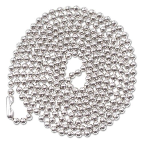 Advantus 75417 ID Badge Holder Chain, Ball Chain Style, 36" Long, Nickel Plated (Box of 100)
