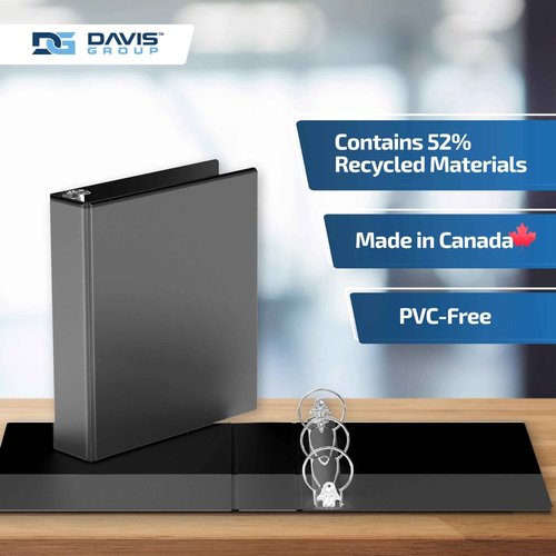 Davis Group Easyview Junior Binder, Premium Small Clear-View 3-Ring Binder for School, Office, or Home, Made in Canada, 1.5-Inch Mini Binder, 8.5"x5.5", Black