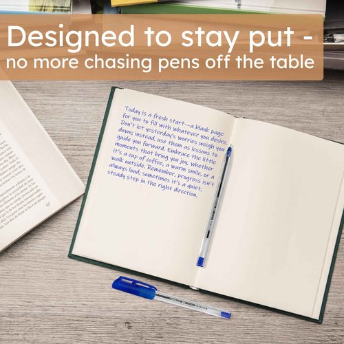 PENSAN Blue Ballpoint Pens,1.0 mm Medium Point, Blue Pens, Ergonomic Triangle Grip, Smooth Writing, 300-Count Pack of Bulk Pens