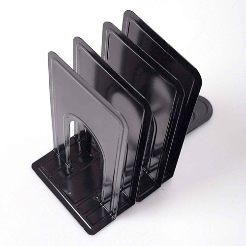 8 Pairs 16 Pieces 8.3 x 5.1 x 6.5 Inch Metal Bookends, KINJOEK Heavy Duty Book Support with Anti Slip Pads for Books, Magazines, DVDs, Perfect for Home, Office, School, Library, Black