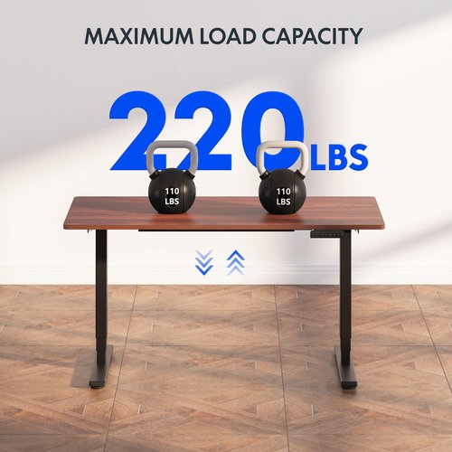 FLEXISPOT E6 Essential 3 Stages Dual Motor Electric Standing Desk 55x28 Inch Whole-Piece Board Height Adjustable Electric Sit Stand Desk(Black Frame + Mahogany Desktop, 2 Packages)