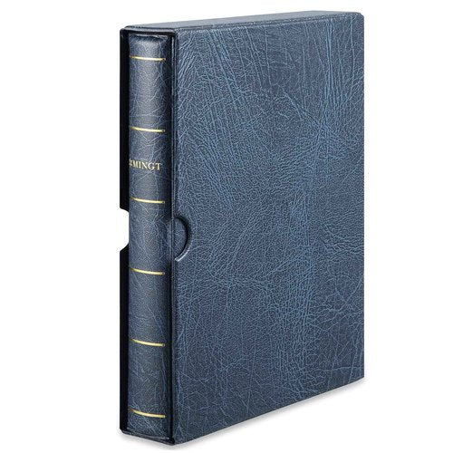 MUDOR 4 Ring Classic Binder,Empty Albums Stockbook for Stamps, Documents, Coins, Banknotes(Blue)