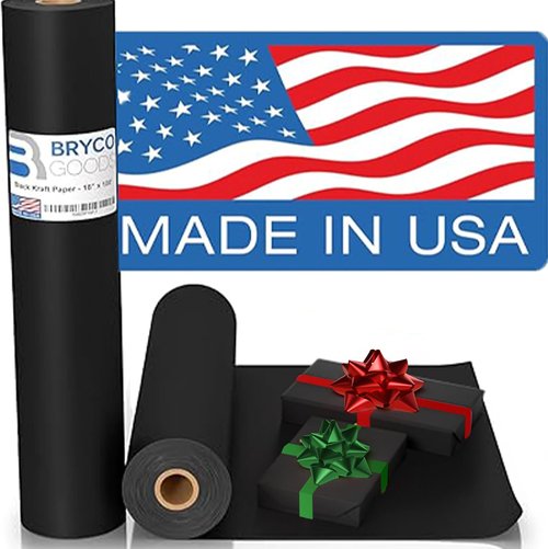 Bryco Goods Black Kraft Paper Roll - 18" x 100' - Perfect for Packing, Shipping, Crafts & Gift Wrapping