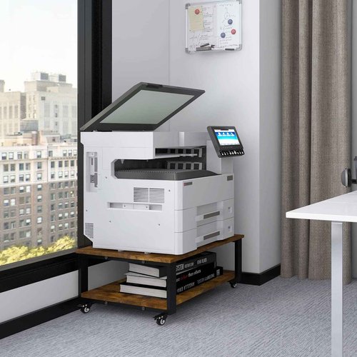 Natwind 2 Tier Laser Printer Stand,23.6''x23.6''x12.6'' Large Printer Table Copier Stand,Heavy Duty Rolling Printer Cart with Wheels for Home Office (Retro)