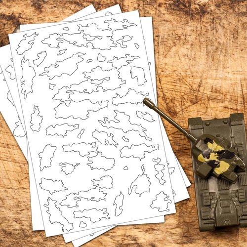 Marspark 4 Pcs Adhesive Sticker Camouflage Adhesive Spray Paint Sticky Gun Rifle Camo Stencils Camo Stickers for Paint Spray (4 CPS,Novel)