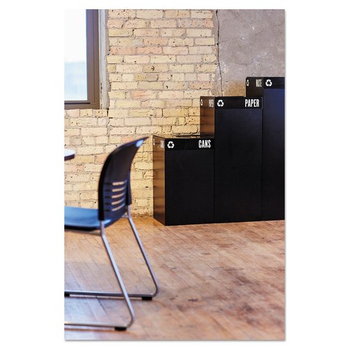 Safco 2981BL Public Square Recycling Receptacle Base, 25-Gallon, (Top Sold Separately), Black