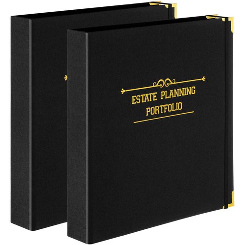 MotiMind 2 Pcs Estate Planning Portfolio Binder, Sturdy Linen 3-Ring Binder with Gold Debossed Title and Index Tab Dividers Estate Death Planning Organizers Stores, 11.8x11x2inch