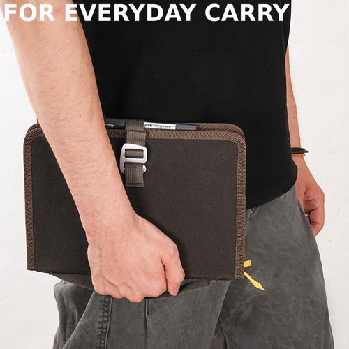 Field Journal Notebook A5 Planner Cover, Travel Journal for Men & Women A5 Travelers Notebook Cover, Water Resistant Waxed Canvas A5 Cover with Pen Holder, Included 5.8" x 8.3" Refillable Field Book