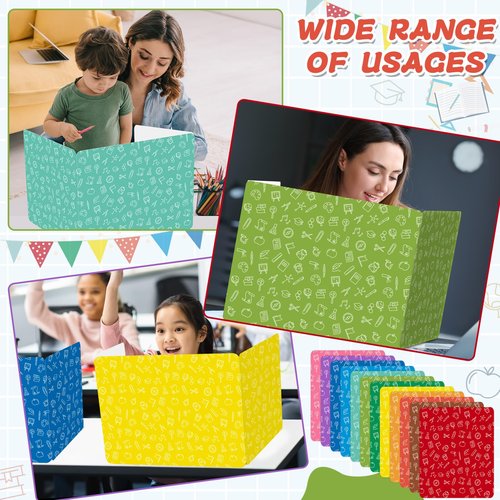 gisgfim 24 Pack Privacy Shields for Student in 12 Vibrant Colors Desk Dividers Durable Privacy Folders Testing Divider Shield Study Boards Panel Partition for Classroom Teacher Back to School Supplies