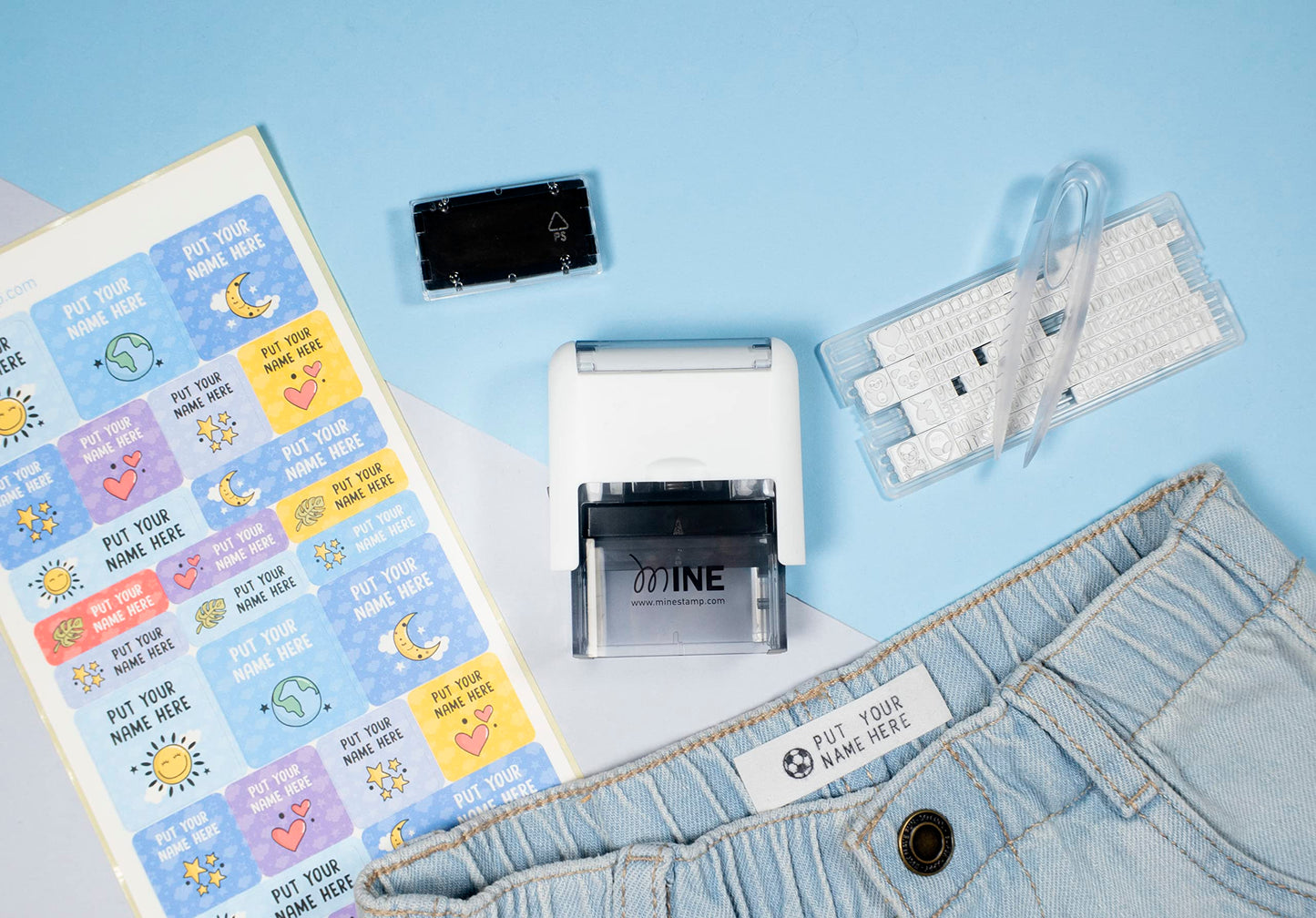 Mine Stamp Compact Clothing and Book Marker | Compact Personalised Clothing Marker for Adult and Children | Personalised Name Stamp for Children's Clothing