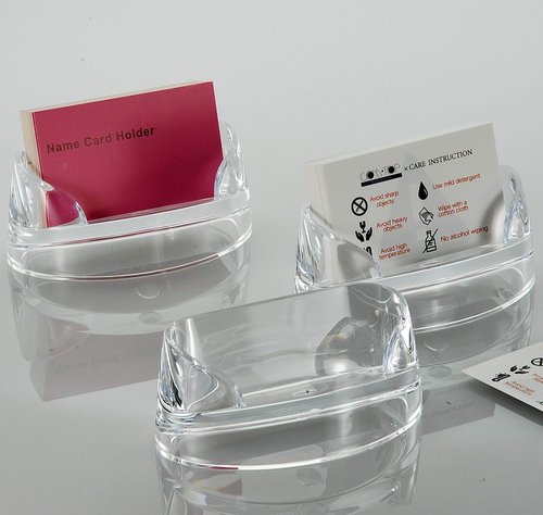 COM.TOP - Acrylic Card Holder, 3 Pack of Business Card Holder | Office Supplies, Desk Accessories | Brighten Up Your Table- Clear, 3 Pack