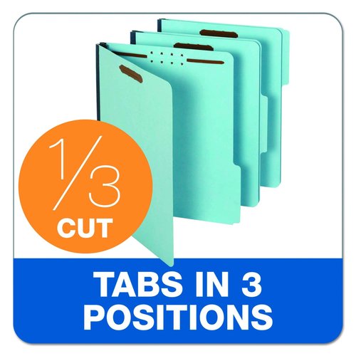 Globe Weis Pendaflex Pressboard Fastener Folders, Letter Size, Light Blue, 2" Expansion, 1/3 Cut, 25/BX (61542)