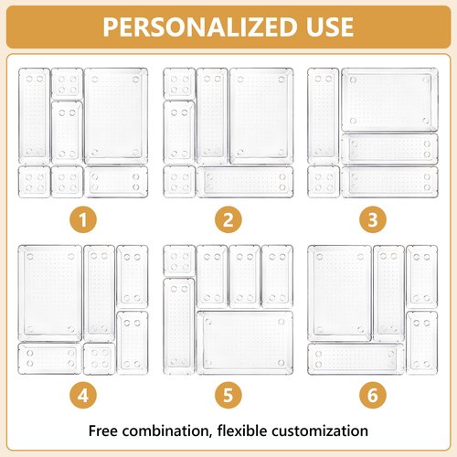 HOMEZER Clear Plastic Drawer Organizer Set – 25 PCS Stackable Storage Bins for Bathroom, Kitchen, Makeup, Office & Desk – Versatile Organizers for Home, Vanity & Bedroom