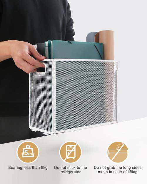 Oterri Hanging File Organizer, Portable Desktop File Crate for Letter Size Folders, Mesh Hanging Organizer (Pure White, 1 Pack)